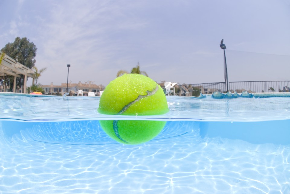 Tennis balls can help soak up an oils left behind from sunblock