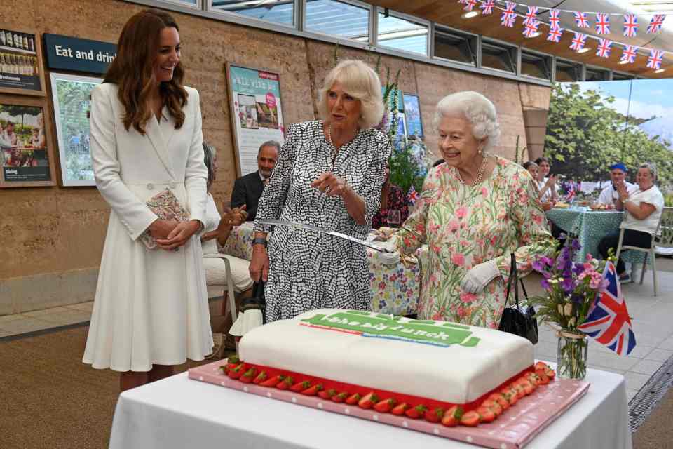 The Queen hosted an open-air reception at the Eden Project in Cornwall and was joined by the Prince of Wales, the Duchess of Cornwall and the Duke and Duchess of Cambridge