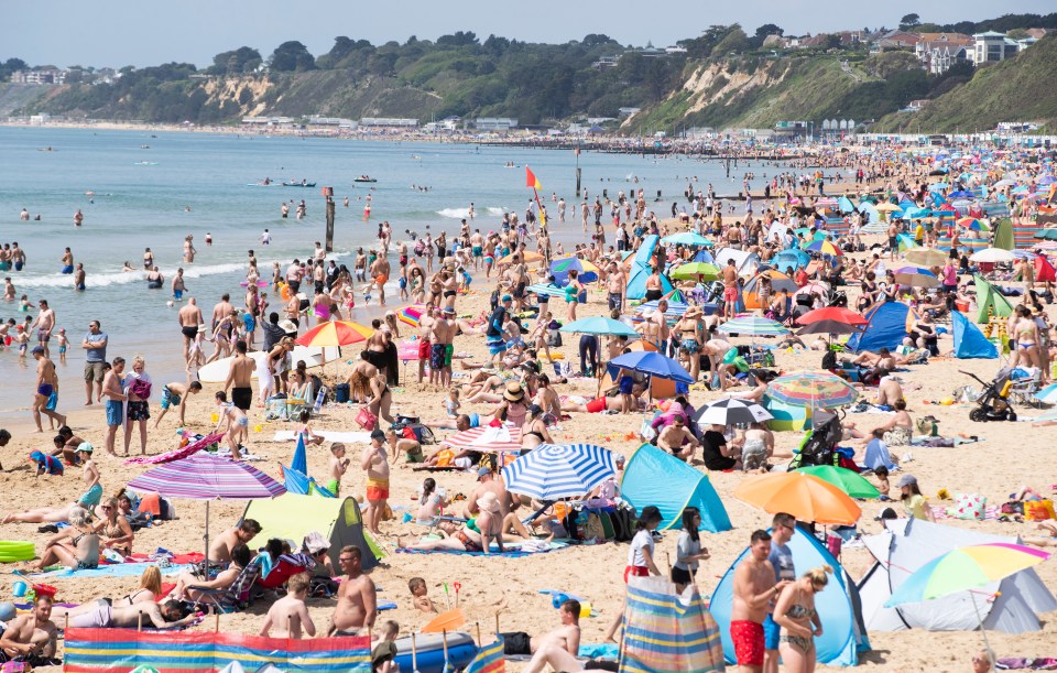 Thousands of people flocked to the beaches of Bournemouth, Dorset