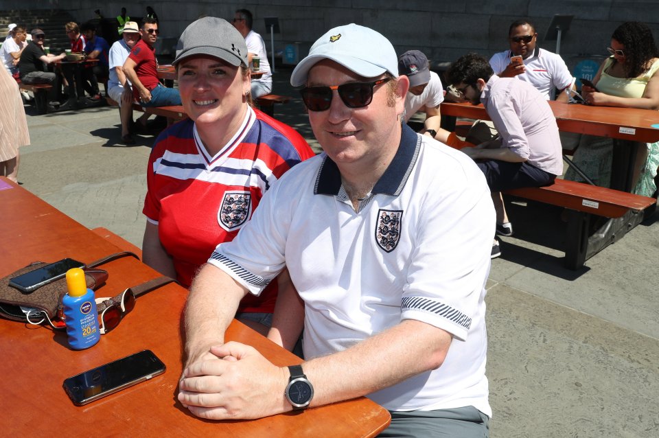 It was a calmer affair in Trafalgar Square, which is an official fan zone