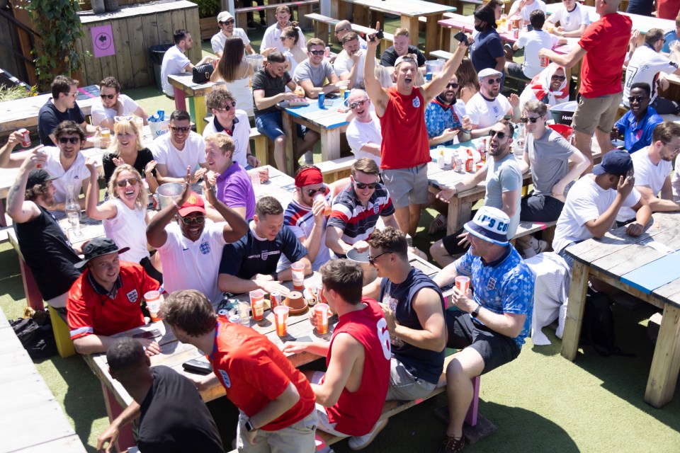 Fans at the Skylight Bar in Wapping today