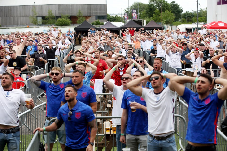 Brits queued outside bars and pubs from 7am to bag their Euros seats