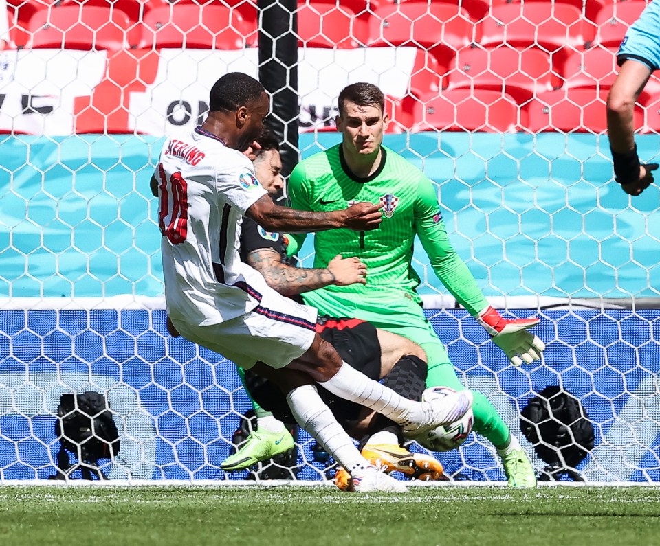 Sterling slots the ball past Croatia's keeper