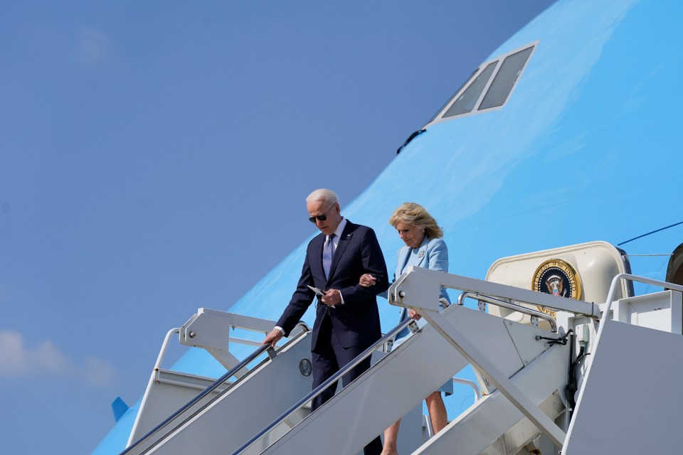 The president and his wife stepped off Air Force One at Heathrow before heading to Windsor