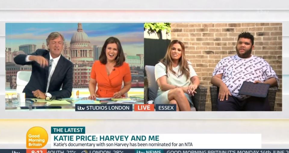 The GMB hosts were left in hysterics at Harvey's witty humour