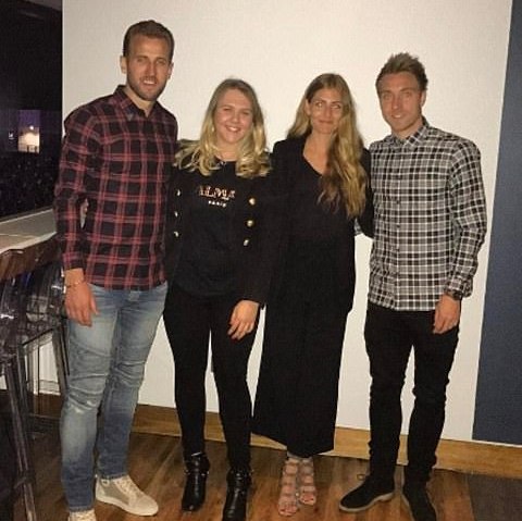 The couple dine out with Harry Kane and wife Katie