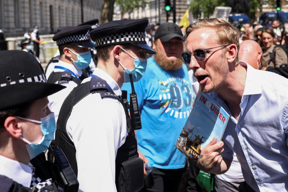 Laurence Fox joined an anti-lockdown protest in central London