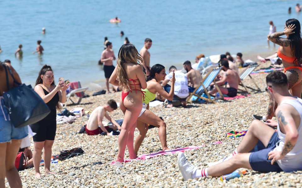 Brighton beach is packed once again