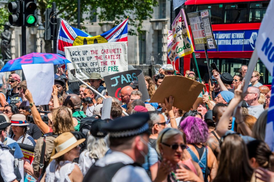 Mr Johnson made his announcement hours after an anti-lockdown protest in London