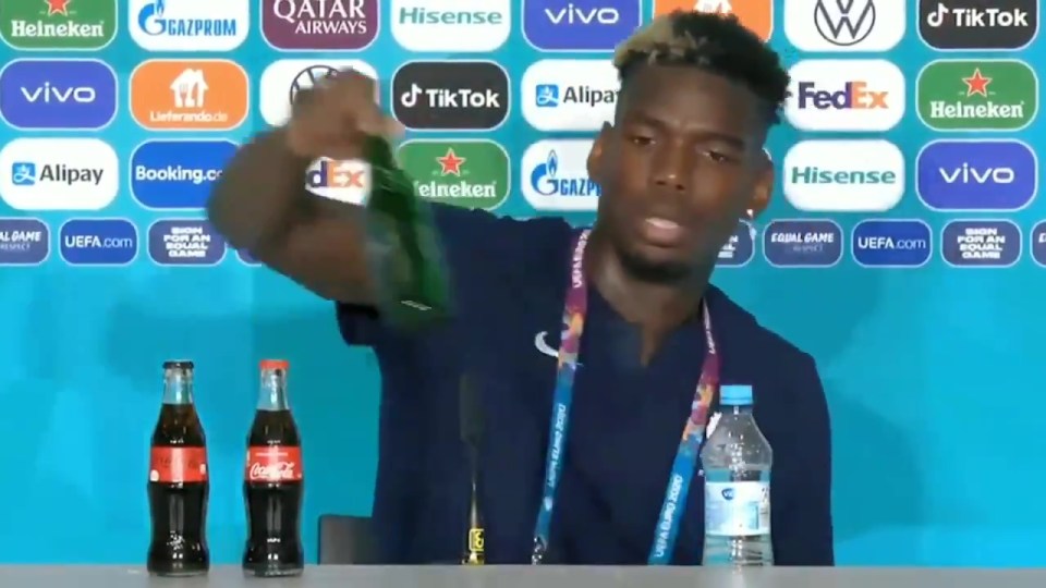 Devout Muslim Pogba wasted no time in removing the beverage which was placed in front of him