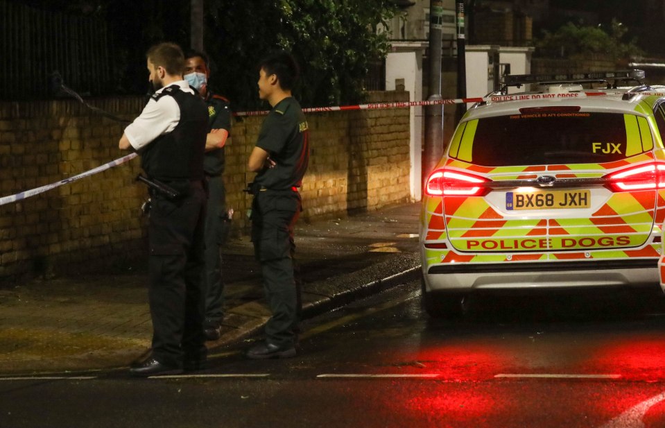 Cops at the scene of a violent shooting in Balham late last night in another example of violence in London