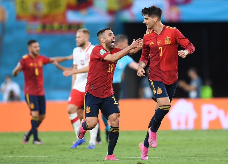 Morata wheels away after firing Spain into a first-half lead