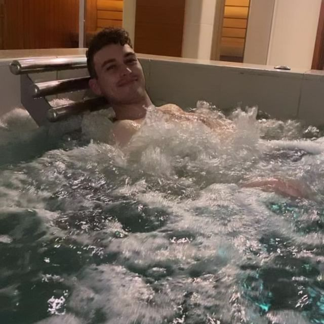 Joe enjoys the perks of the swish hotel