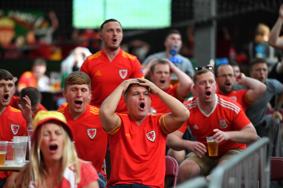 Wales fans watch on the edge of their seats as they take on Denmark