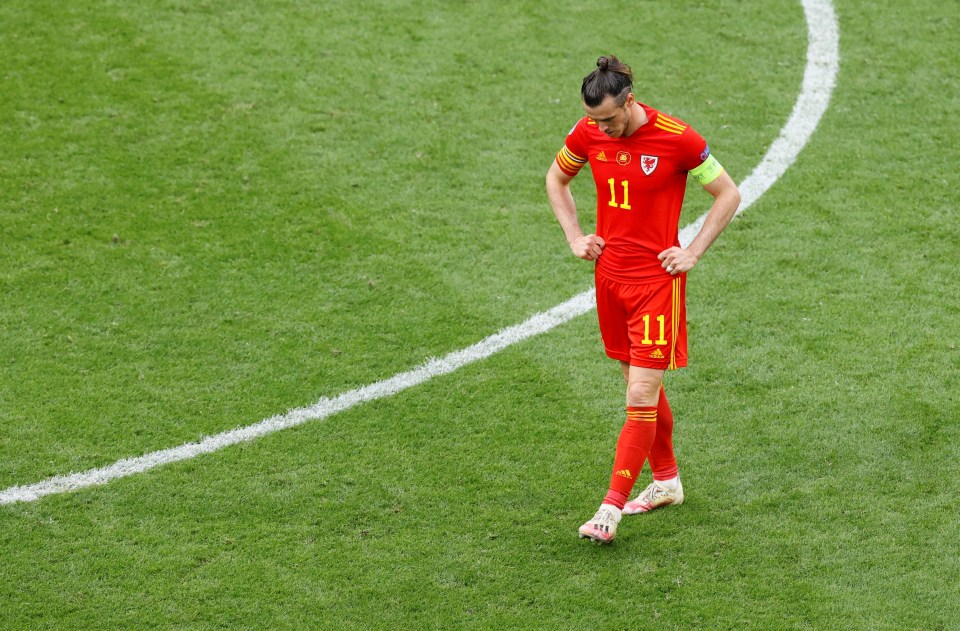 Gareth Bale of Wales looks dejected following defeat in the UEFA Euro 2020 Championship Round