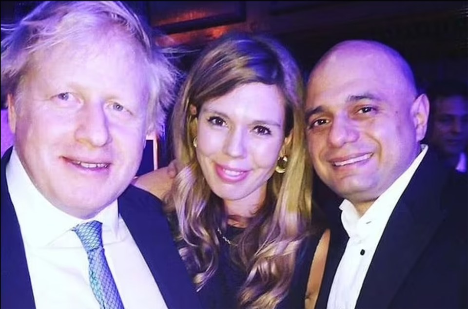 Sajid Javid with the Prime Minister and Mrs Johnson