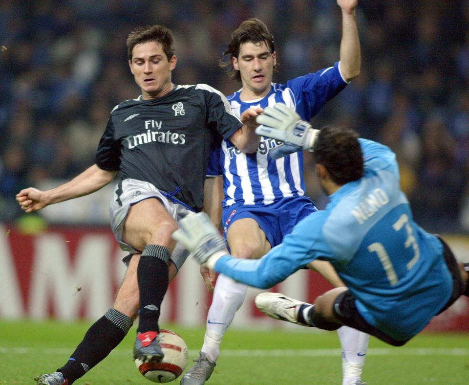 Nuno foils Frank Lampard during a Champions League tie in 2004