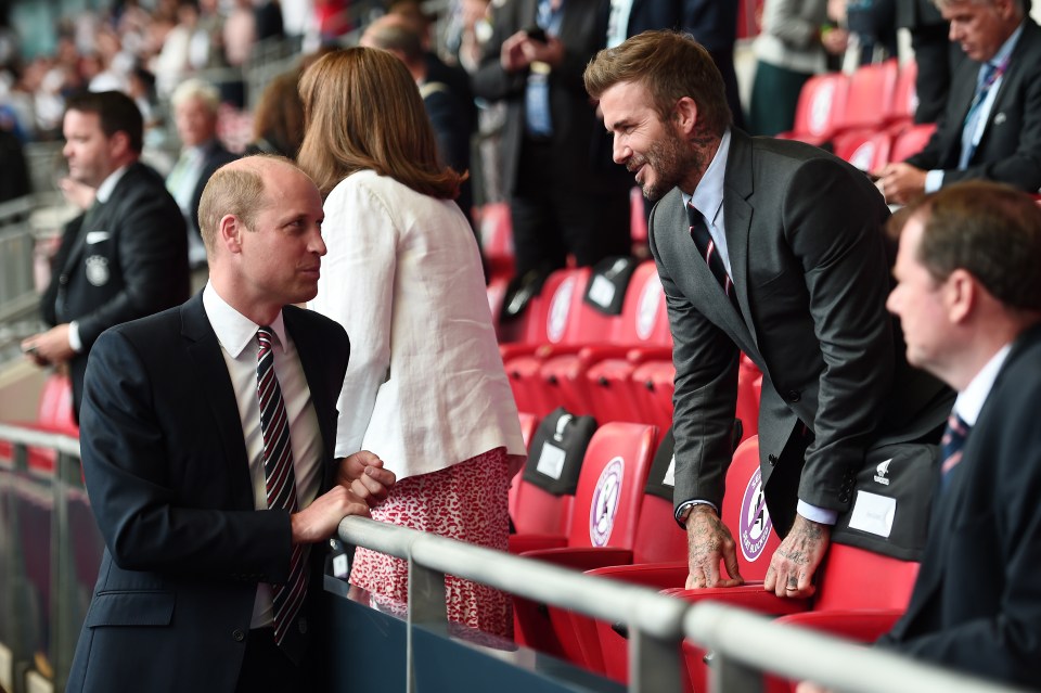 Beckham leaned over to talk to William at Wembley