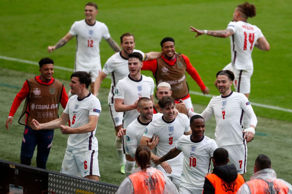 England celebrate going 1-0 up