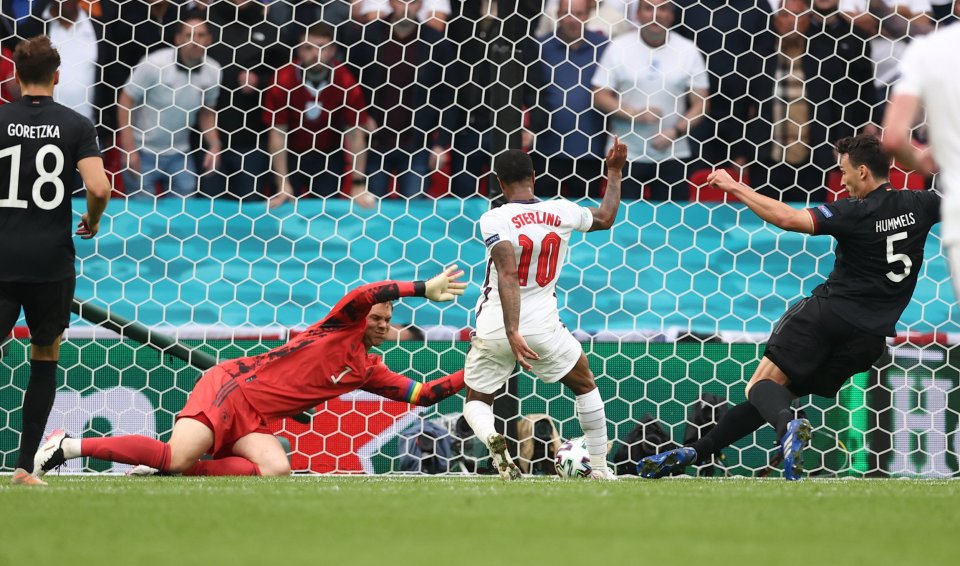 Raheem Sterling opens the scoring for England