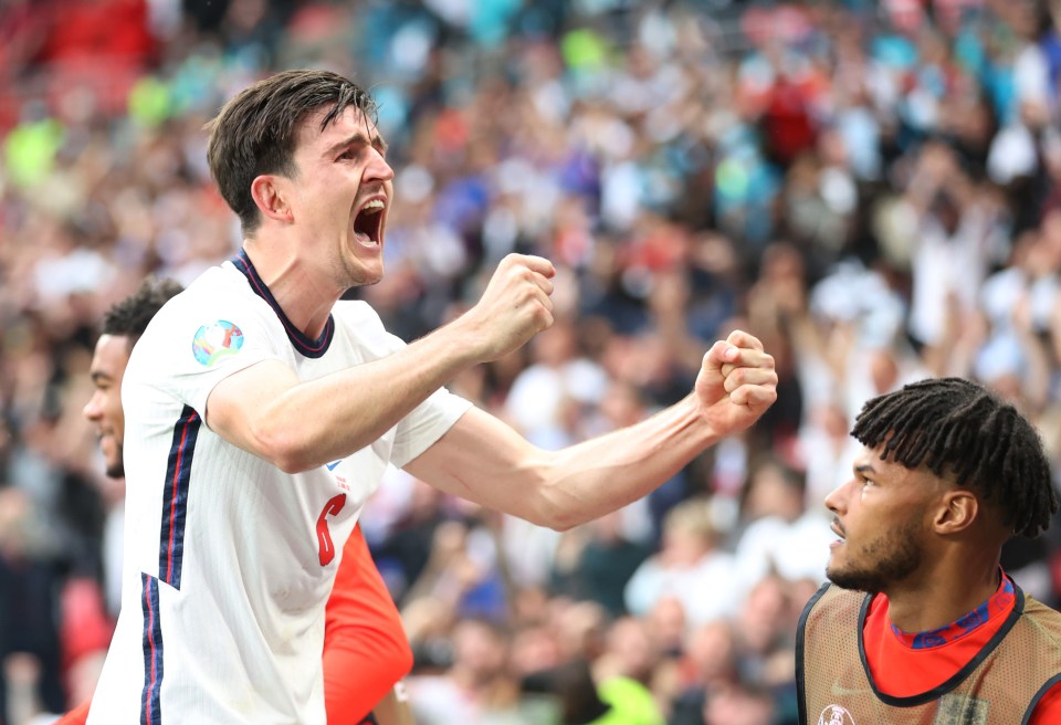 Harry Maguire leads the celebrations