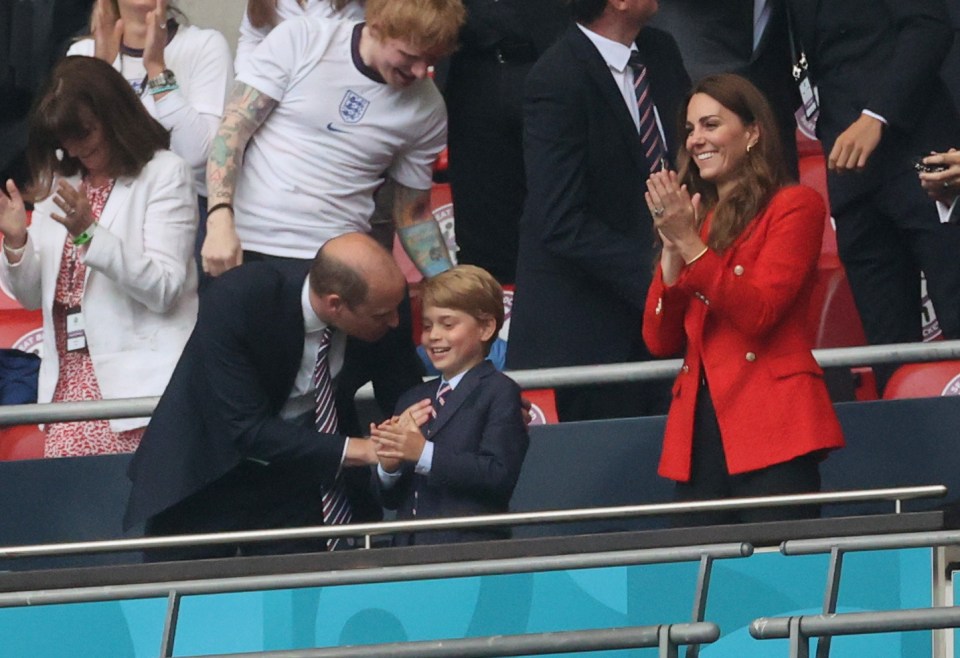 Prince William excitedly chatted to his son at the game