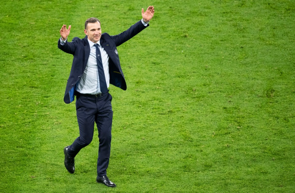 Ukraine’s manager Andriy Shevchenko beats Southgate in the fashion stakes