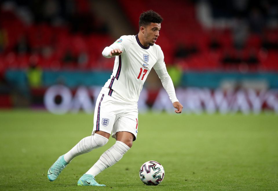 Jadon Sancho in action for England at Euro 2020