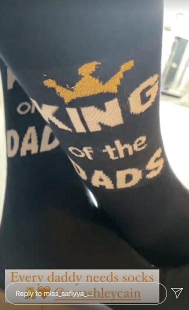 Safiyya gave him some 'King Of The Dad' socks from Azaylia