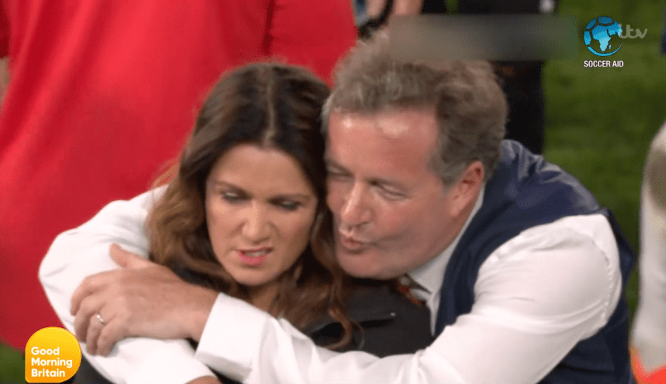 Piers Morgan cuddled up to Susanna Reid on Good Morning Britain today