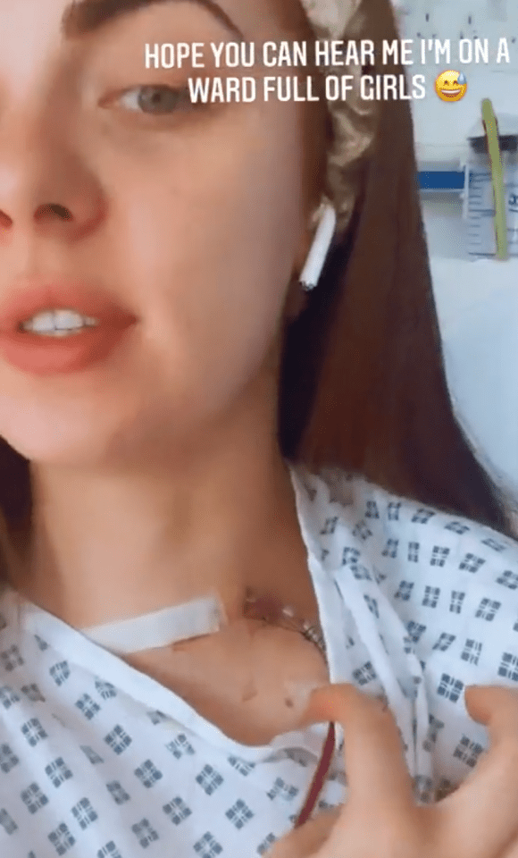 Demi Jones revealed the hole in her neck after her operation