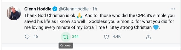 Spurs legend Glenn Hoddle was among those who sent messages of support