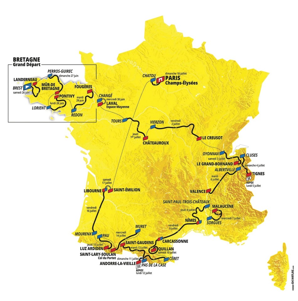 The 2021 Tour de France starts in Brittany before heading around the rest of the country