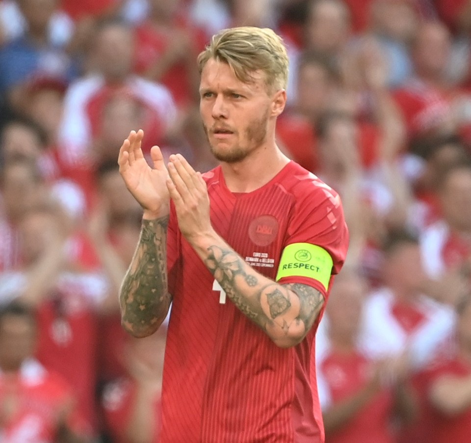 Denmark captain Simon Kjaer - who performed CPR on Eriksen on Saturday