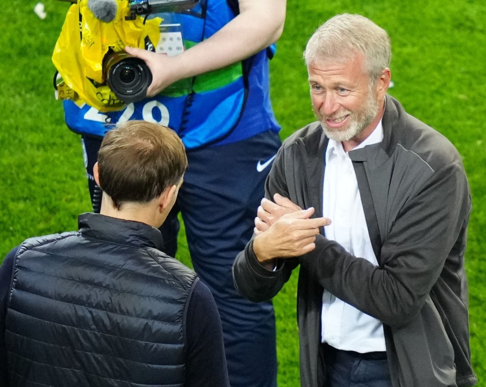 The Blues manager with owner Roman Abramovich after Chelsea's Champions League win