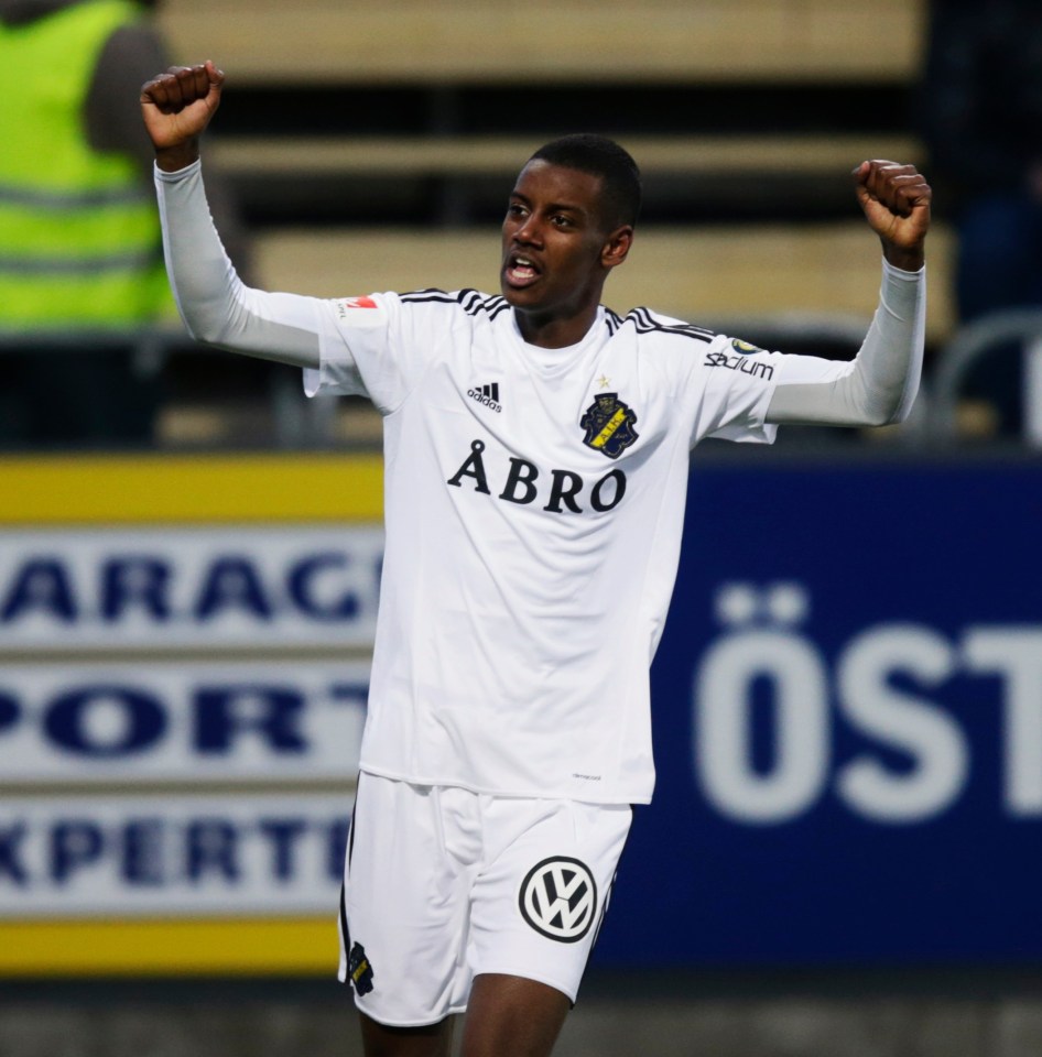 Isak celebrates scoring for AIK aged 16 years and 199 days