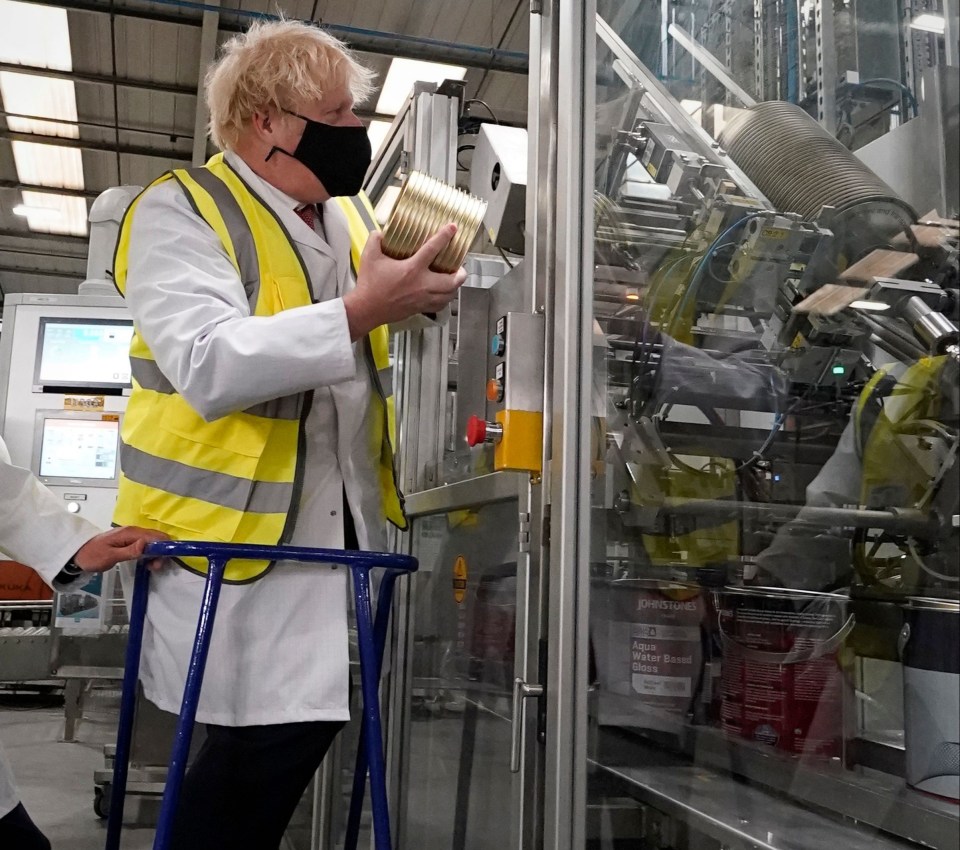 The PM on a visit to a factory in Batley and Spen ahead of Thursday’s by-election