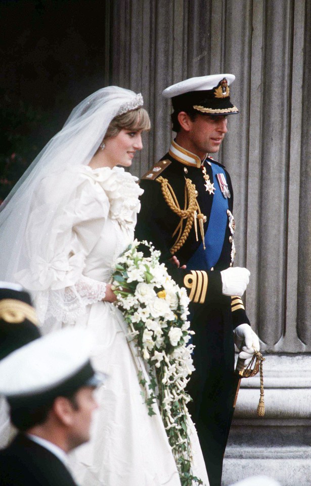 Charles and Diana leaving St Paul's during their 'fairy tale' wedding.