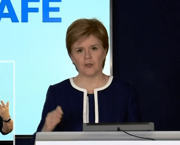 Nicola Sturgeon at a Covid briefing this afternoon