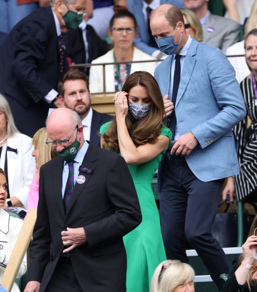 The Cambridges made their way to their seats at Centre Court ahead of the match