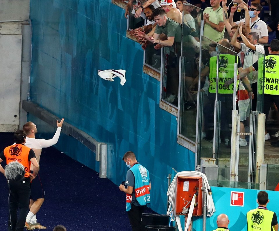 One lucky England fan got his hands on Luke Shaw's shirt