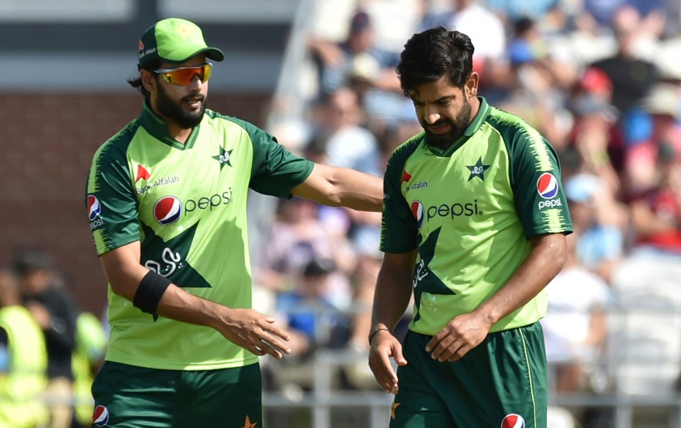 Haris Rauf (right) was the unfortunate bowler on the end of Livingstone’s hit