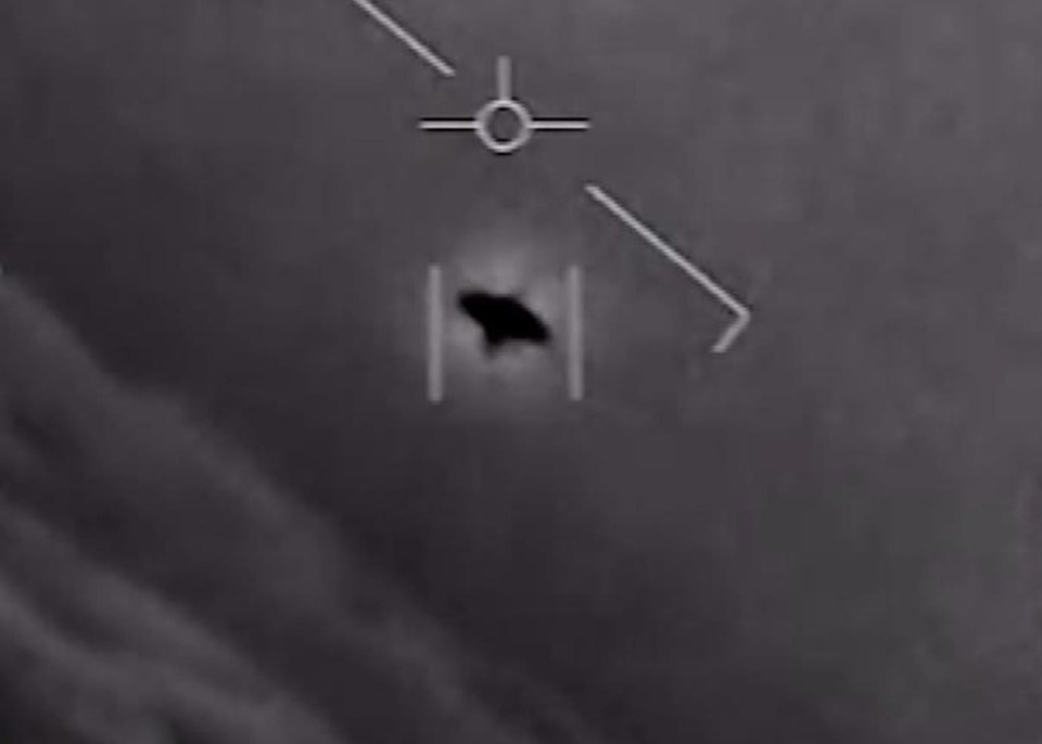 Screenshot from the ‘Gimbal’ UFO video which includes US Navy pilots exclaiming ‘look at that thing!