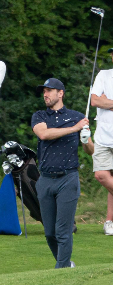 Harry Kane on the course at Beaverbrook Golf Club, Leatherhead, Surrey