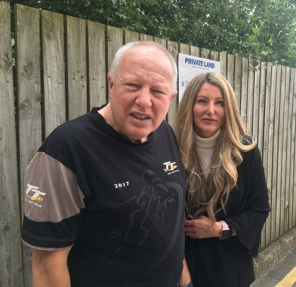 Robert Young with his friend Jo Blakey in the car park at Mill Royd Mill in Brighouse