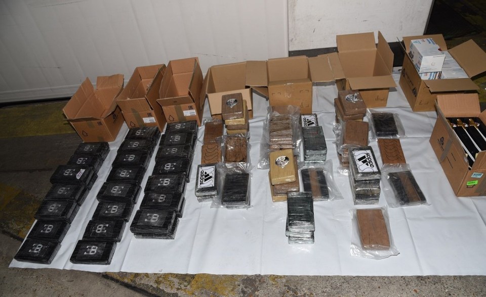 Almost 100kg of cocaine in packets with a street value of £7.5million were smuggled in