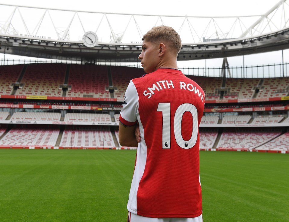 The 20-year-old walks across the Emirates turf in his new number