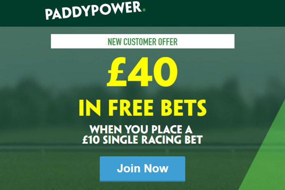 Paddy Power are offering new customers £40 in free bets