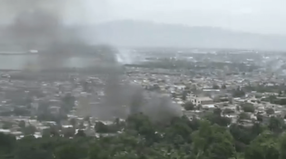 Video footage shows plumes of smoke covering Port-au-Prince, the Haitian capital