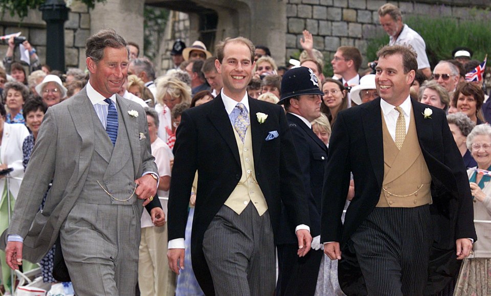 Prince Edward seen with his brothers Charles and Andrew